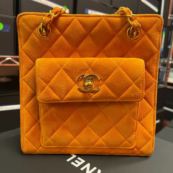 Vintage Chanel Orange Suede Bag